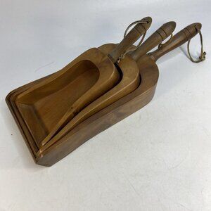 Vintage Wooden Grain Scoops Set 3 Rustic Farmhouse Wall Decor Mid-Century Japan
